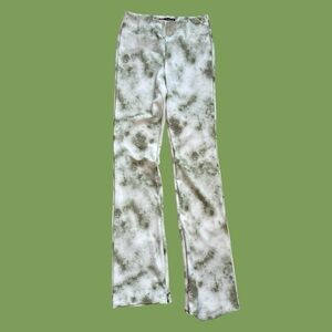 Zara Tie Dye High Waisted Kick Flare Split Leggings - Green - Size Medium